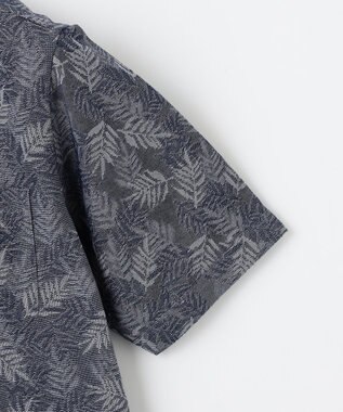 JOSEPH ABBOUD 【吸水速乾】リーフ柄ジャガード 半袖 ポロシャツ ダルブルー系