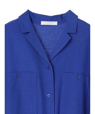 Green Parks 綿麻混開襟ワンピース Royal Blue