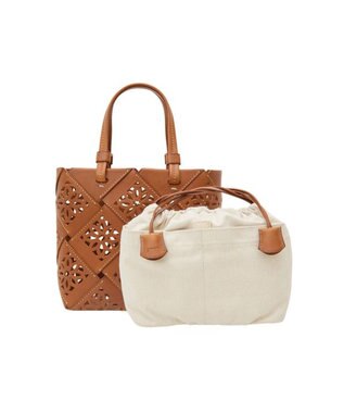 genten サスカットバスケット手提げバッグ＜S＞ チャ