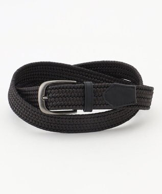 JOSEPH ABBOUD 【キングサイズ・イタリア素材・ストレッチ・日本製】 ストレッチレザーミックス ベルト ブラック系