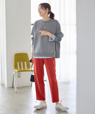 ANY L 【裏起毛/ウエストゴム】ウォームテーパードパンツ オレンジ