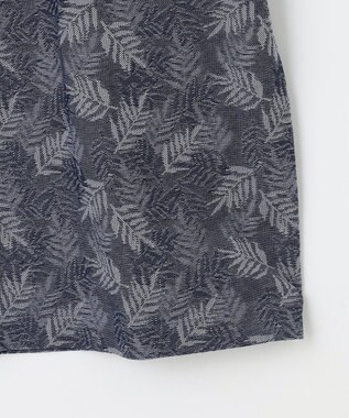 JOSEPH ABBOUD 【吸水速乾】リーフ柄ジャガード 半袖 ポロシャツ ダルブルー系