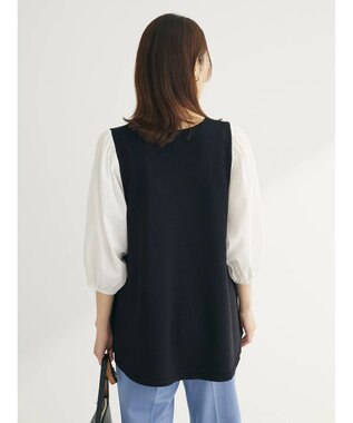 Green Parks ベスト風ドッキングニットプルオーバー Black