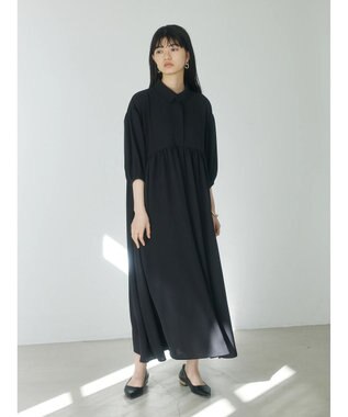 Green Parks ａ．衿付き切り替えワンピース Black