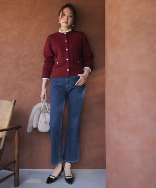 ANY SIS 【美Denimシリーズ】センタープレスセミフレア デニム インディゴ