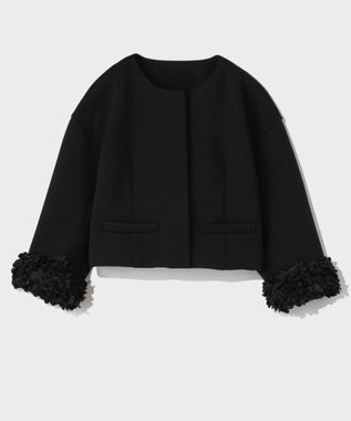 GRACE CONTINENTAL フラワーチュール切替ジャケット ブラック