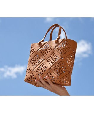 genten サスカットバスケット手提げバッグ＜M＞ ヌメベージュ