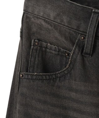 WEGO ラインストーンストレートデニムパンツ ブラック