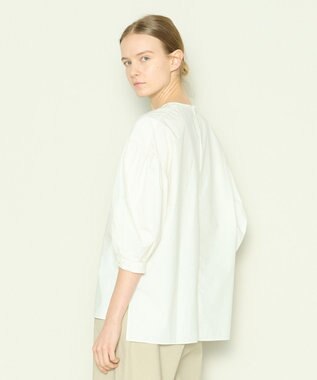 JOSEPH 【洗える】コットンシルク　ラウンドネックブラウス Ivory