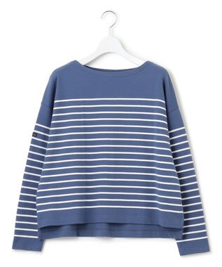 23区 【洗える】Armor-lux スムース ボーダー クロップド カットソー ブルー×オフボーダー