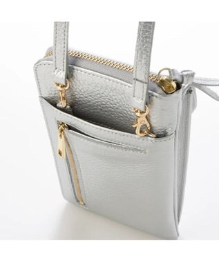 UNBILLION ペルケ perche / 牛革シュリンクタイプモバイルウォレットショルダー　旧8660 シルバー