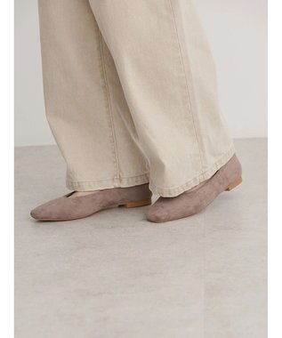 AMERICAN HOLIC 【整履き】スクエアトゥスェードフラットシューズ Light Beige