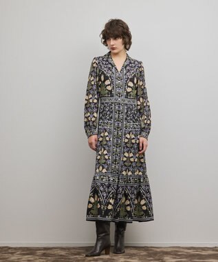 フラワーパターンプリントワンピース