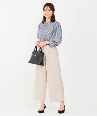 ANY SIS 【洗える】フェイクパールストライプ ブラウス ブルーストライプ