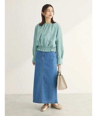 Green Parks 裾シャーリングブラウス Mint