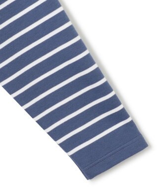 23区 L 【洗える】Armor-lux スムース ボーダー クロップド カットソー ブルー×オフボーダー