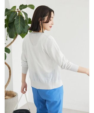 Green Parks ラメクルーネックカーディガン Silver