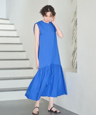 #Newans 【撥水・吸水速乾】コンビネーションペプラムワンピース ブルー系