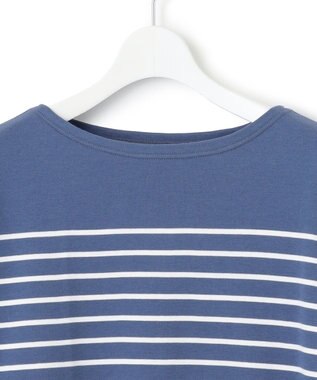 23区 【洗える】Armor-lux スムース ボーダー クロップド カットソー ブルー×オフボーダー