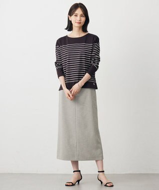 J.PRESS LADIES バスクボーダー カットソー ダークパープルベース系