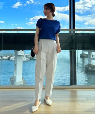 UNFILO 【VERY.3月号掲載/洗える/ストレッチ】ハイウエストカラーパンツ アイスグレー