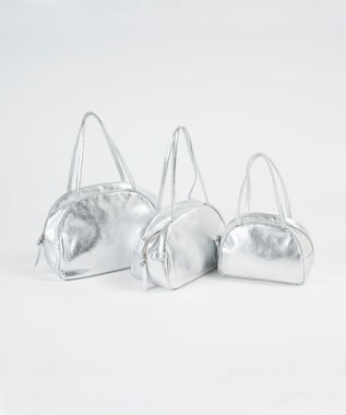 FOLNA RD ホイルレザーボストンバッグ Mサイズ シルバー