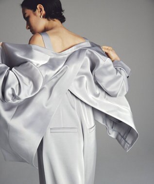 uncrave シャイニーダブルサテン オールインワン シルバーグレー