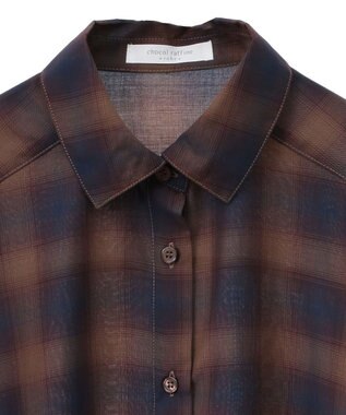 Green Parks オンブレーチェックライトシャツ Brown