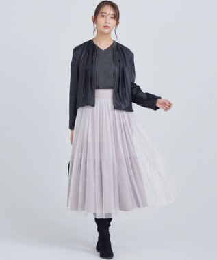 組曲 S 【WEB限定】セミウーステッド Vネックニットプルオーバー チャコールグレー系