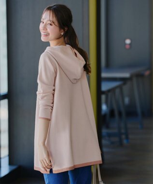 【洗える】配色フーディーニットチュニック