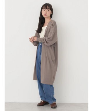 earth music&ecology ニュアンスロングカーディガン Gray Beige