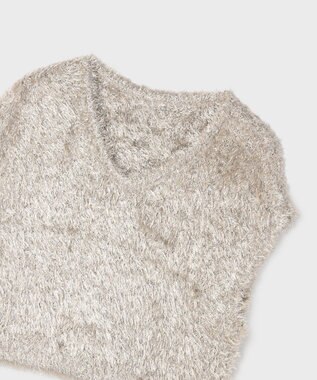 GRACE CONTINENTAL ラメフェザーベスト ベージュ