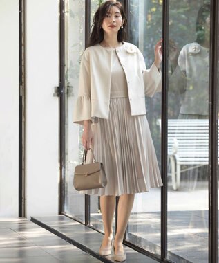 組曲 L 【KUMIKYOKU NAVY】ジャージーコンビプリーツ ワンピース ベージュ系