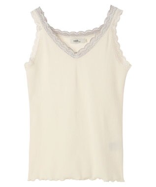 earth music&ecology ダブルレースタンクトップ Ivory