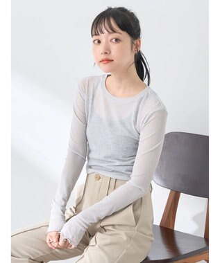 earth music&ecology シアーリブロゴ刺繍プルオーバー Light Gray