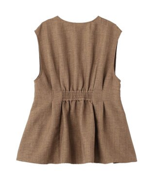 AMERICAN HOLIC 【イージーケア】リネンライクペプラムベスト Brown