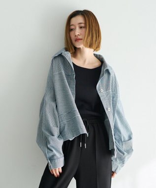 YECCA VECCA 袖釦7分袖リブニット Black