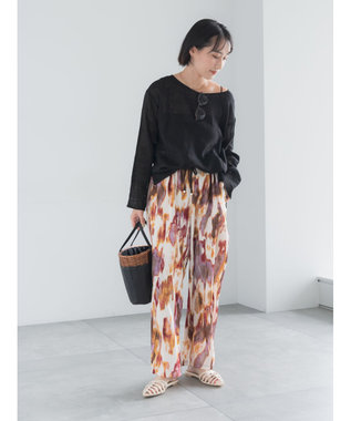 Te chichi レーヨンリネンメッシュシャツ ブラック
