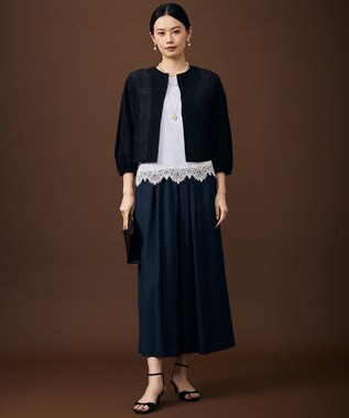 自由区 テクスチャージャージーレーシー カーディガン ネイビー