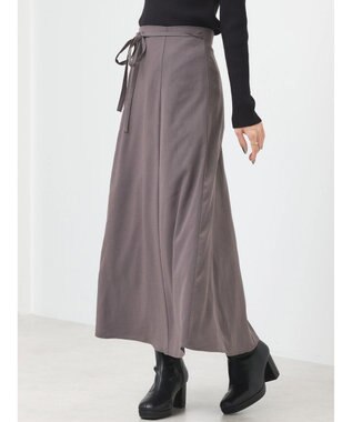 earth music&ecology リボンフレアスカート Charcoal Gray