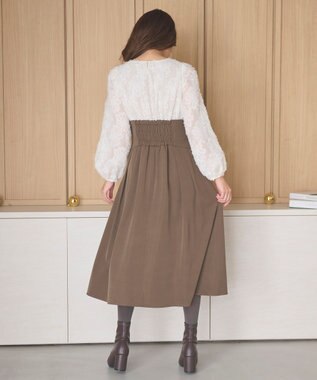 Feroux 【尾﨑真衣さんコラボ商品】コルセットデザイン 綺麗シルエットワンピース ダークブラウン系