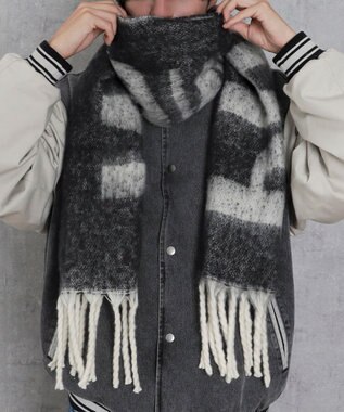 WEGO 【マフラー/ユニセックス着用】ワイドフリンジストール