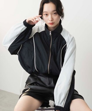 WEGO ナイロントラックブルゾン ブラック