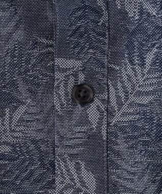 JOSEPH ABBOUD 【吸水速乾】リーフ柄ジャガード 半袖 ポロシャツ ダルブルー系