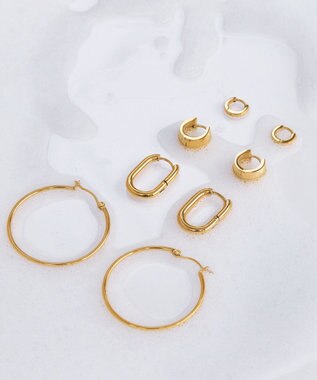 Phoebe 【金属アレルギー対応】ワンタッチワイドフープミニピアス　ゴールド/サージカルステンレス ゴールド