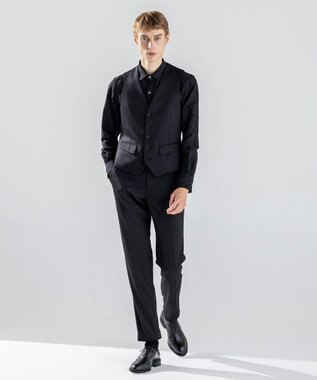 JOSEPH HOMME 新素材【ストレッチ/セットアップ対応】シルキーウールジャージー ジレ ブラック系