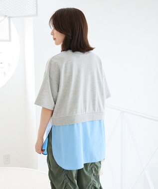 Green Parks 裾タックミニ裏毛シャツドッキングチュニック Gray