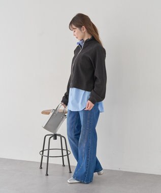 earth music&ecology 切り替えフレアデニムパンツ Medium Indigo