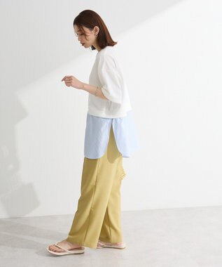 Green Parks 裾タックミニ裏毛シャツドッキングチュニック Ivory