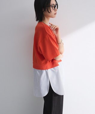 Green Parks 裾タックミニ裏毛シャツドッキングチュニック Red